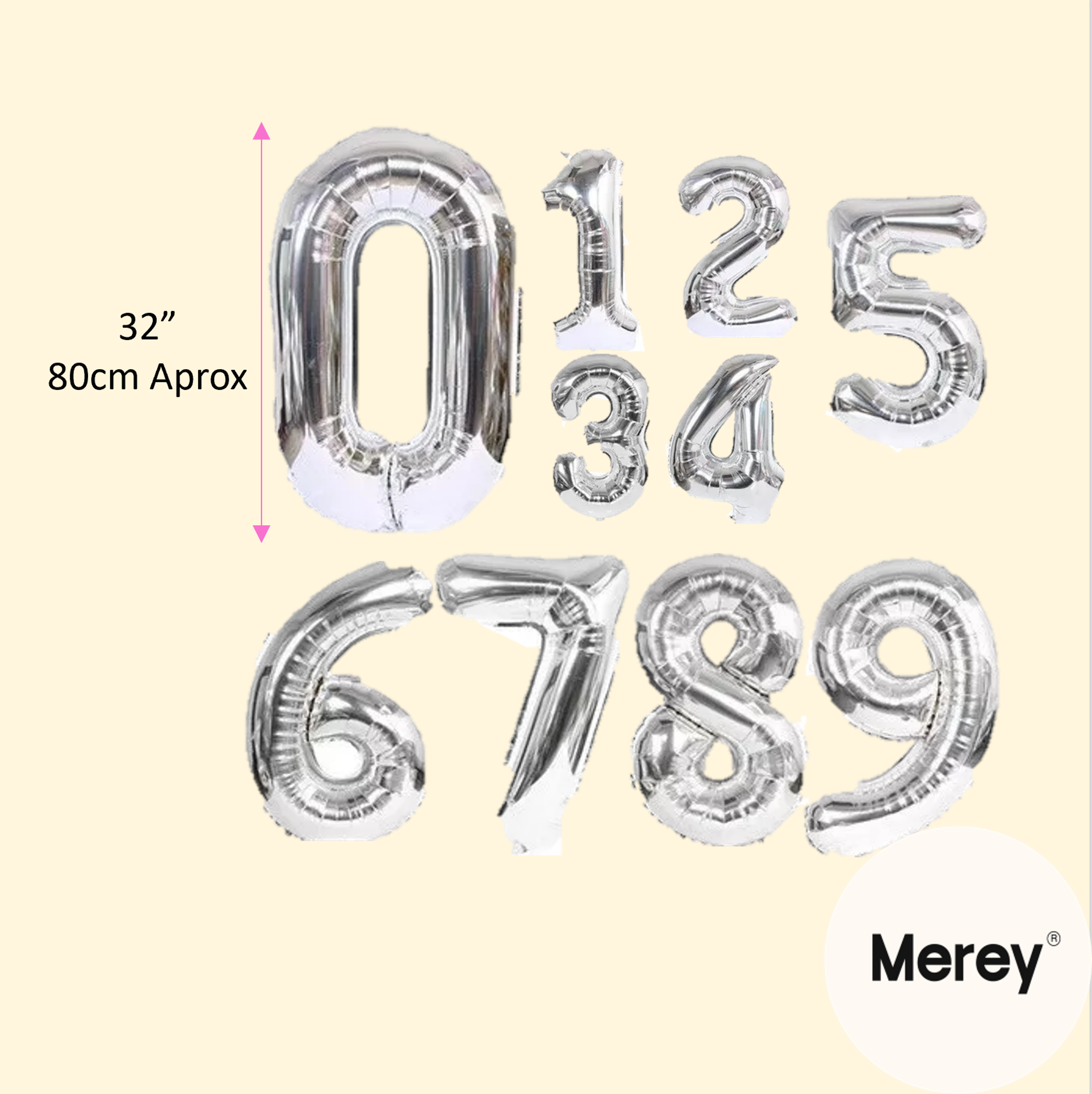 Globo numero plata 32" (80cm)