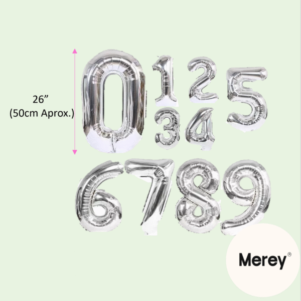 Globo numero plateado 26" (60cm)