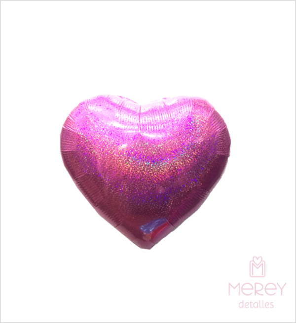 Globo corazon glitter fucsia metalizado 18" (45cm)