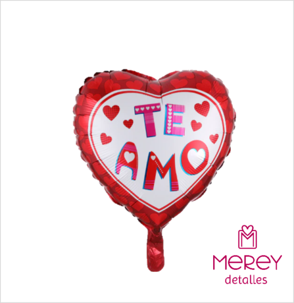 Globo corazon te amo fondo blanco 18" 45cm