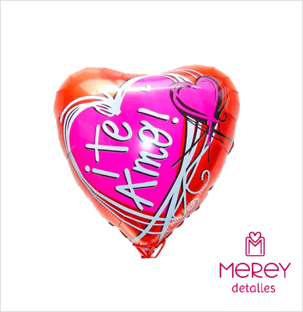 Globo corazon metalizado te amo fondo fucsia 18" (45cm)