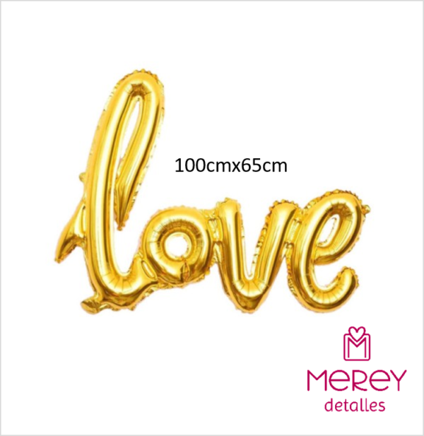 Globo love dorado cursivo 105CMX65CM