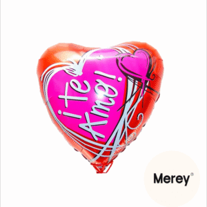 Globo corazon metalizado te amo fondo fucsia 18" (45cm)