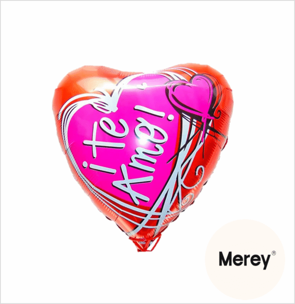 Globo corazon metalizado te amo fondo fucsia 18" (45cm)