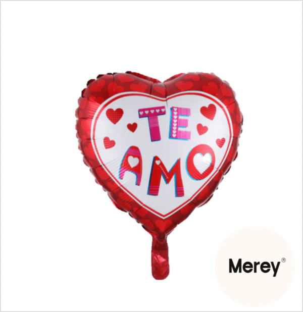 Globo corazon te amo fondo blanco 18" 45cm