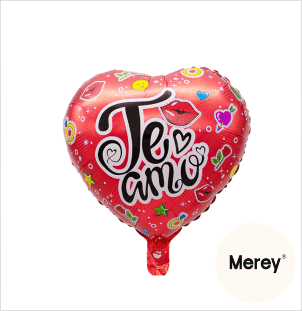 Globo corazon metalizado te amo beso 18" (45cm)