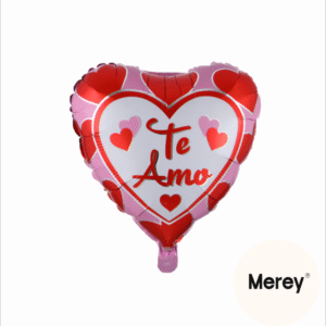 Globo corazon te amo rosa fondo blanco 18" (45cm)