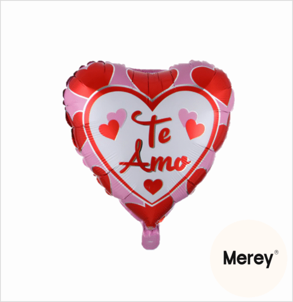 Globo corazon te amo rosa fondo blanco 18" (45cm)