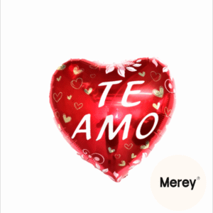 Globo corazon metalizado te amo hojitas 18" (45cm)