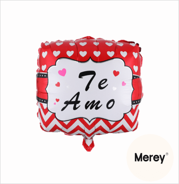 Globo metalizado cuadrado te amo ziczag  18"