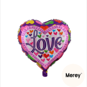 Globo corazon metalizado love colores 18" (45cm)