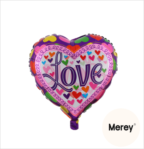 Globo corazon metalizado love colores 18" (45cm)