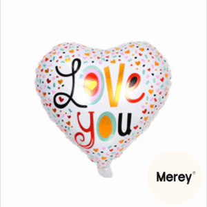 Globo corazon  metalizado love you minicorazones 18" (45cm)