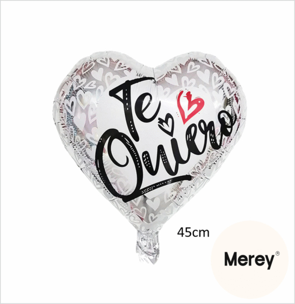Globo corazon te quiero plateado 18" 45cm