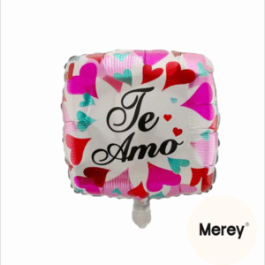 Globo metalizado cuadrado te amo corazones 18"