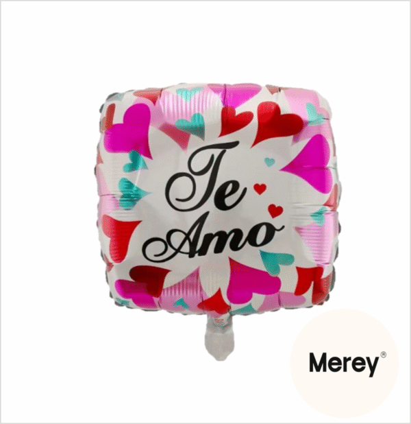 Globo metalizado cuadrado te amo corazones 18"