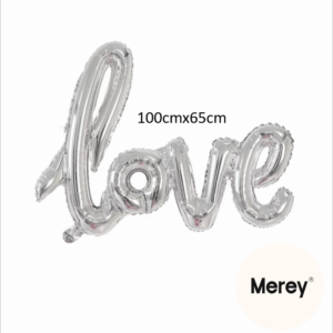 Globo love plata cursivo 105CMX65CM