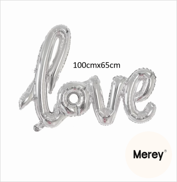 Globo love plata cursivo 105CMX65CM