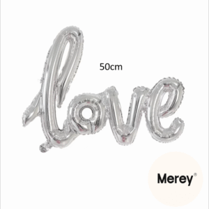 Globo love plata cursivo 50cm
