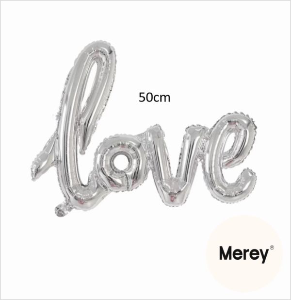 Globo love plata cursivo 50cm