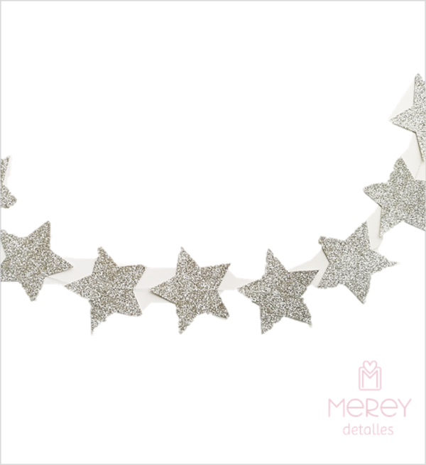 Guirnalda estrella glitter plateado