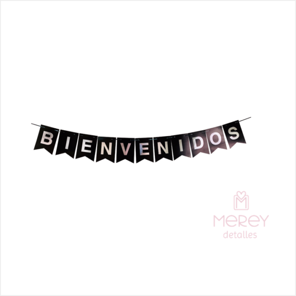 Banderin bienvenidos negro