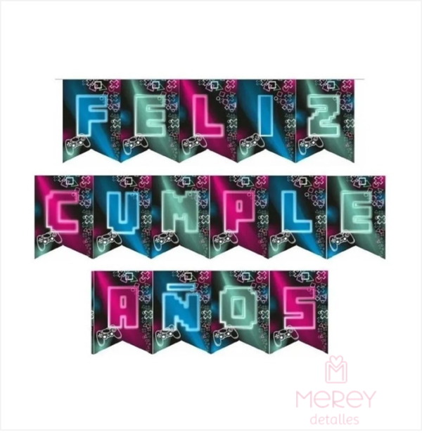Banderin feliz cumpleaños playstation