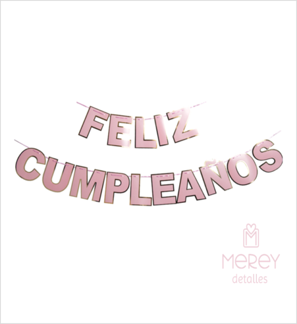 Banderin feliz cumpleaños rosado letra
