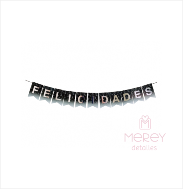 Banderin felicidades negro