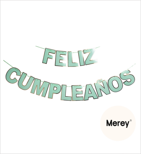 Banderin feliz cumpleaños verde letra