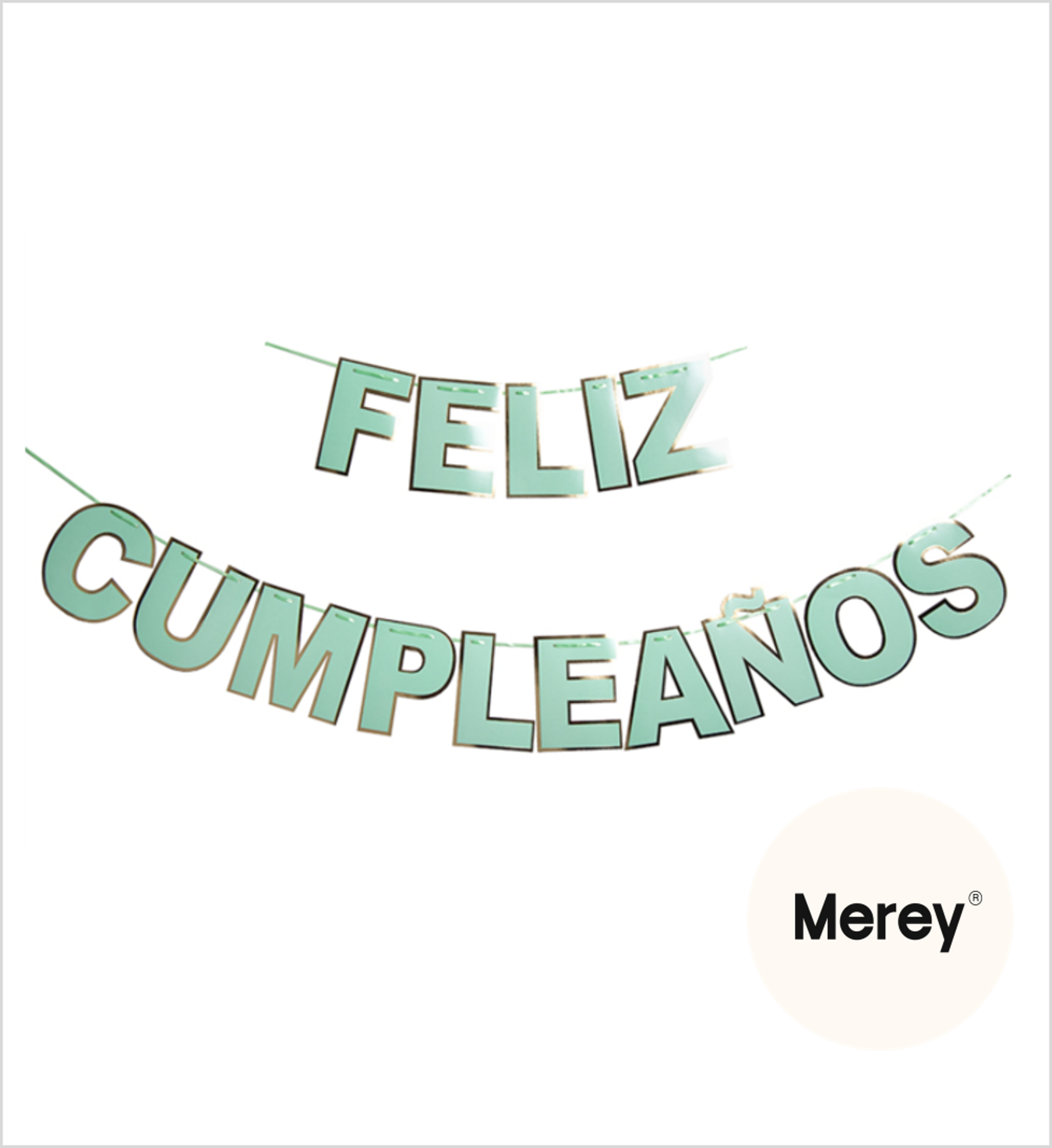 Banderin feliz cumpleaños verde letra