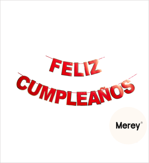 Banderin feliz cumpleaños rojo letra