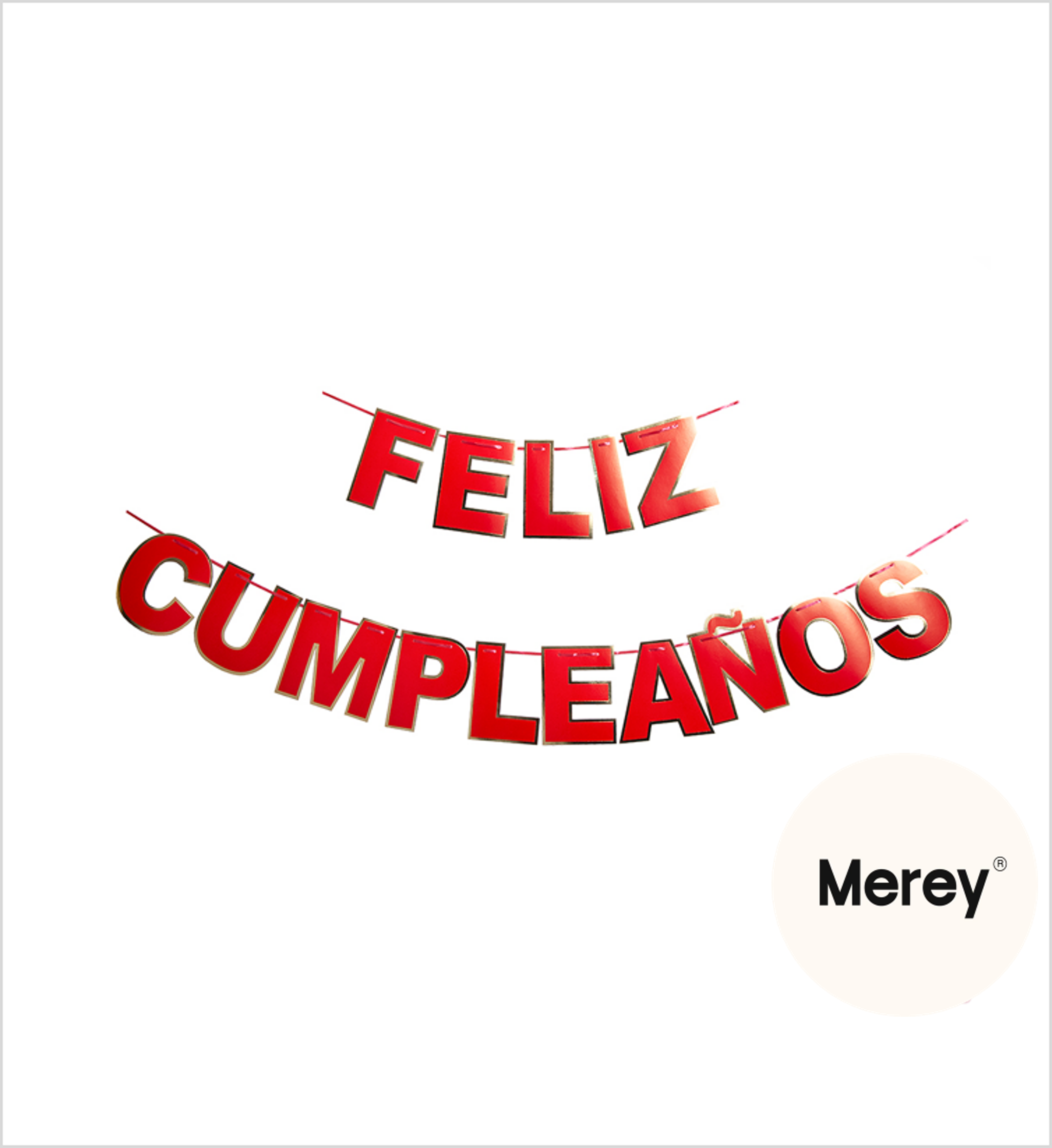 Banderin feliz cumpleaños rojo letra