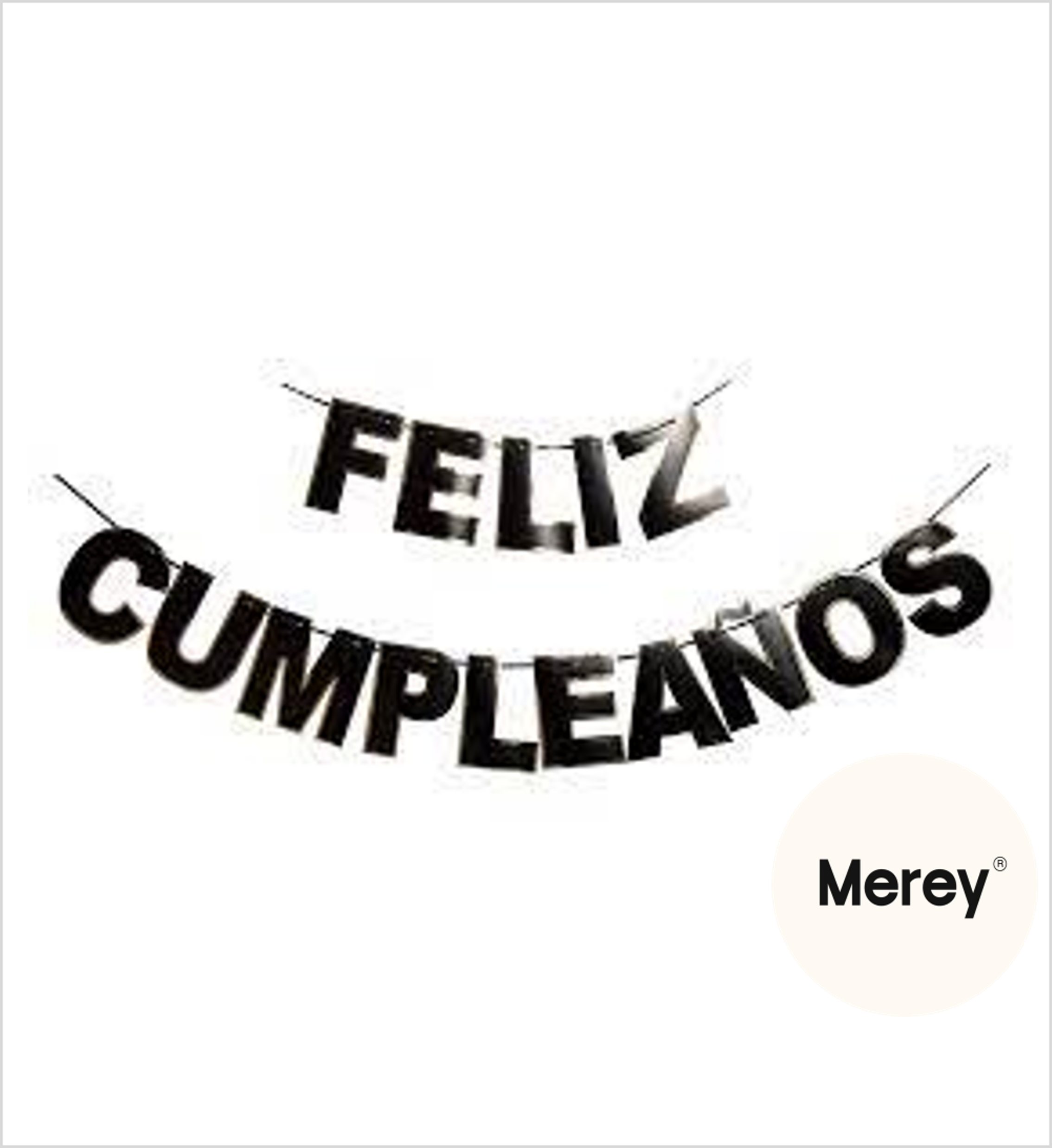 Banderin feliz cumpleaños negro letra
