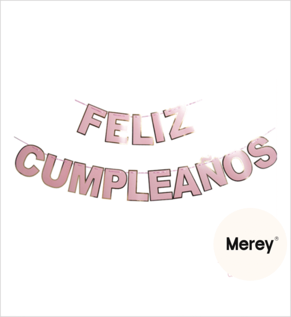 Banderin feliz cumpleaños rosado letra