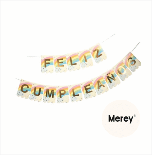 Banderin feliz cumpleaños arcoiris