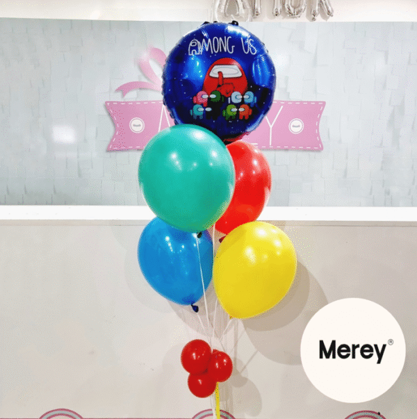Bouquet personaje 5 globos