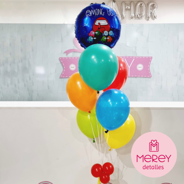 Bouquet personaje 7 globos