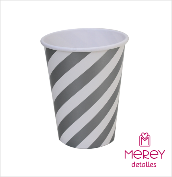 Vasos de polipapel raya plata