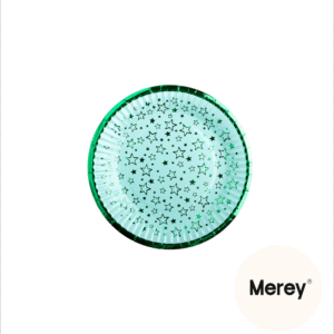 Platos polipapel agua marina con estrellas verdes