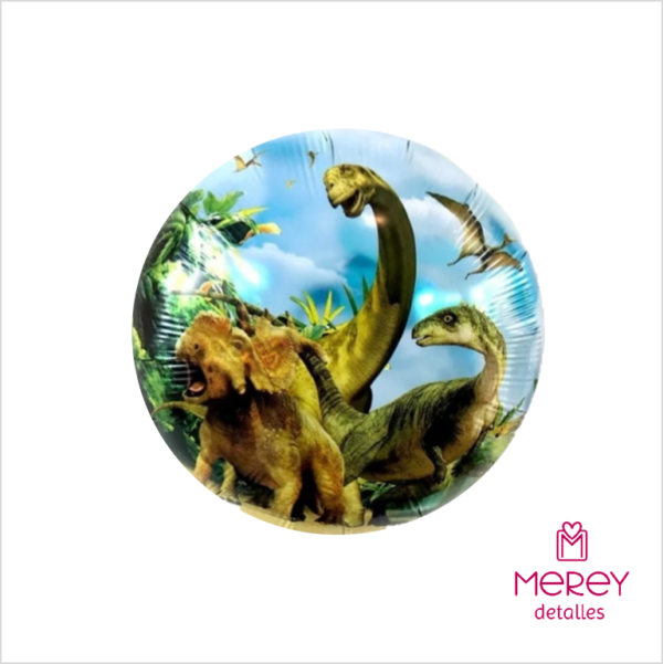 Globo personaje dinosaurio fondo celeste 45cm