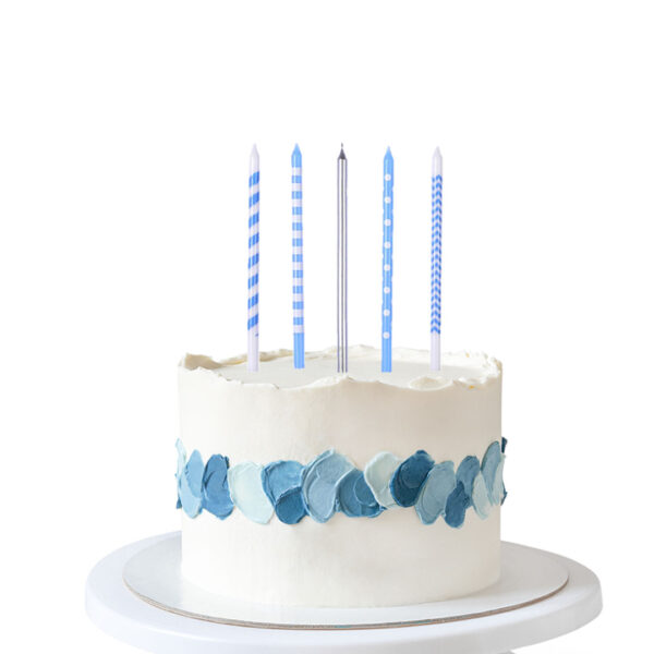 Set 5 Velas Largas Impresas Celeste