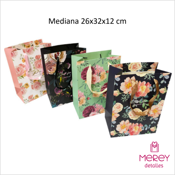 Bolsa de Regalo Flores Mediana 26x32x12 cm
