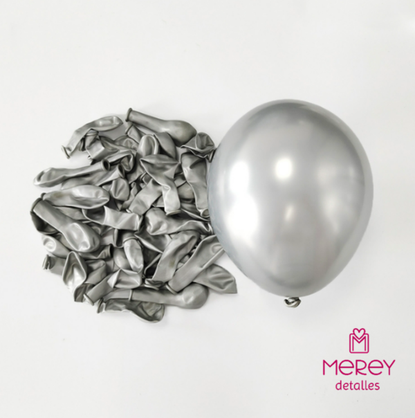 Globos chrome 5" Plata. Venta por unidad (Desinflado)