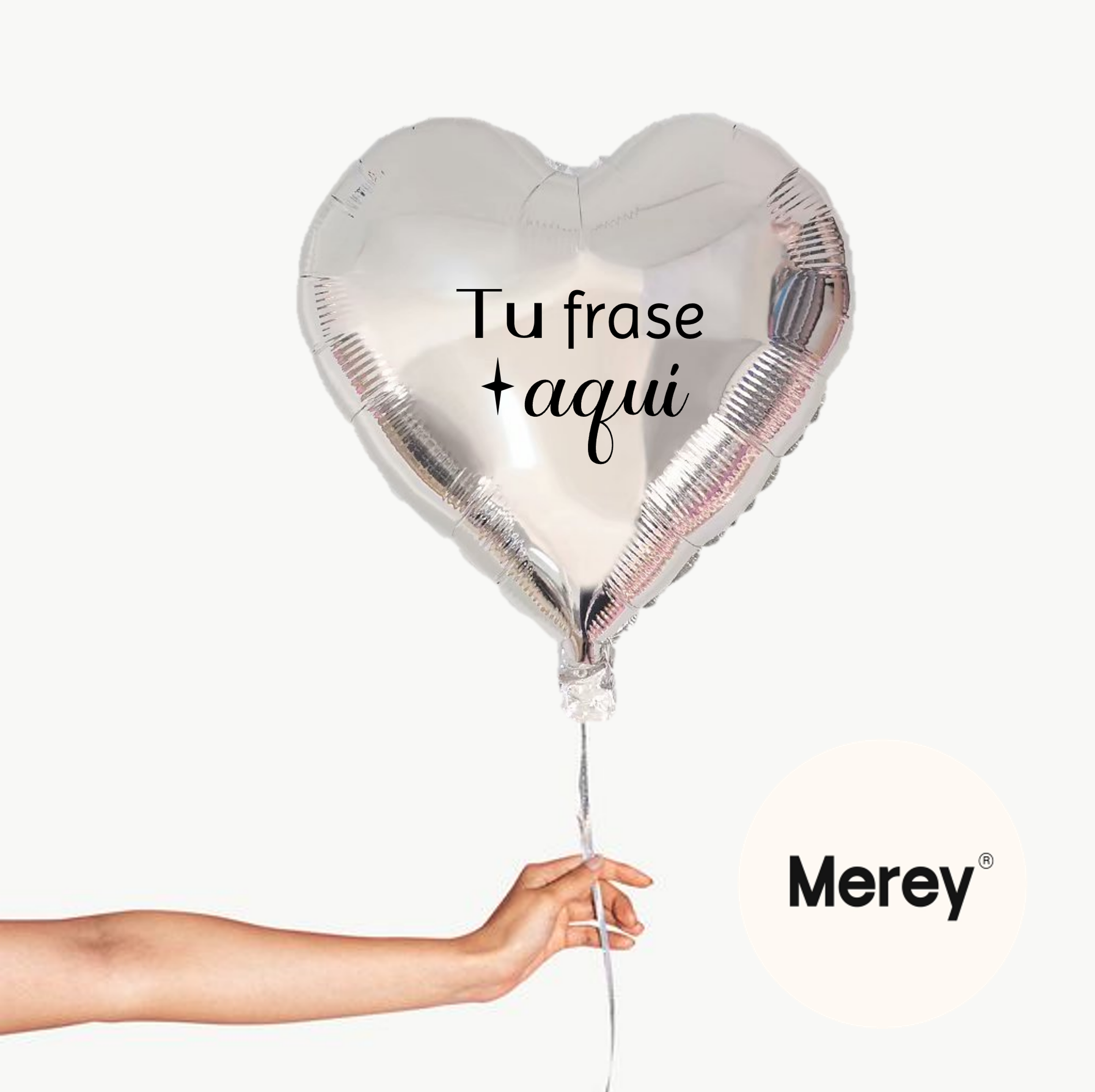 Globo Foil Corazon Plata + Helio 18" Personalizado