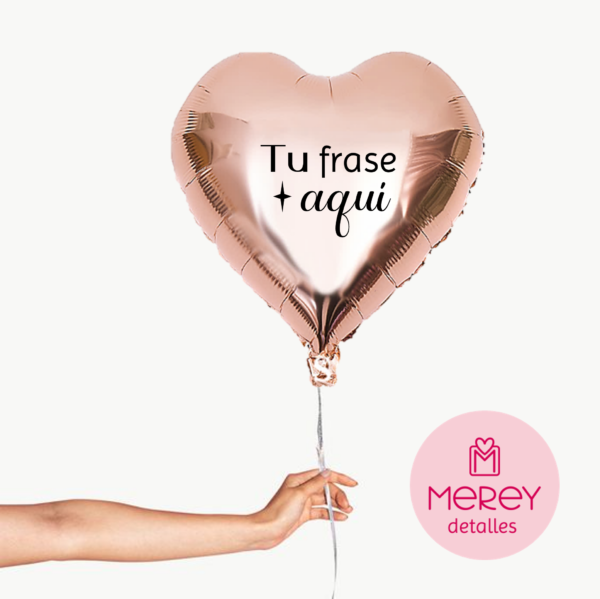 Globo Foil Corazon Rosegold + Helio 18" Personalizado