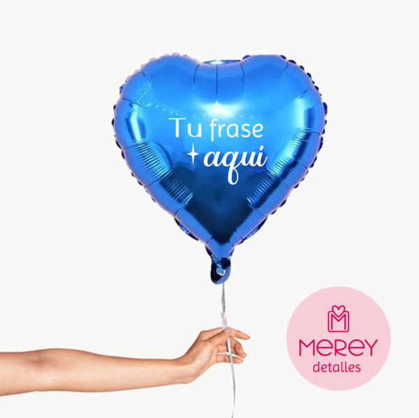 Globo Foil Corazon Azul + Helio 18" Personalizado