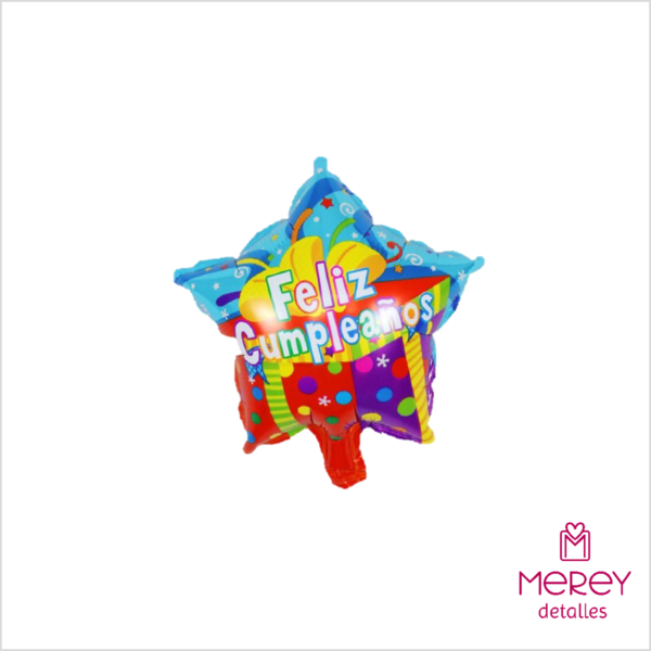 Globo feliz cumpleaños estrella multicolor 9" (23cm)