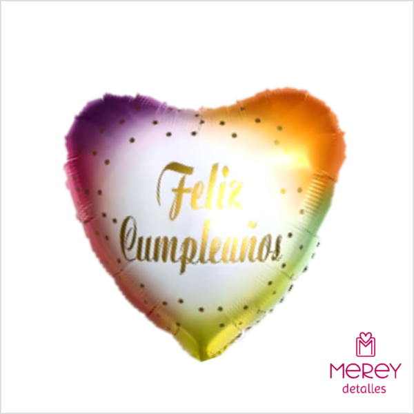 Globo feliz cumpleaños corazon con lunares 18" (45cm)
