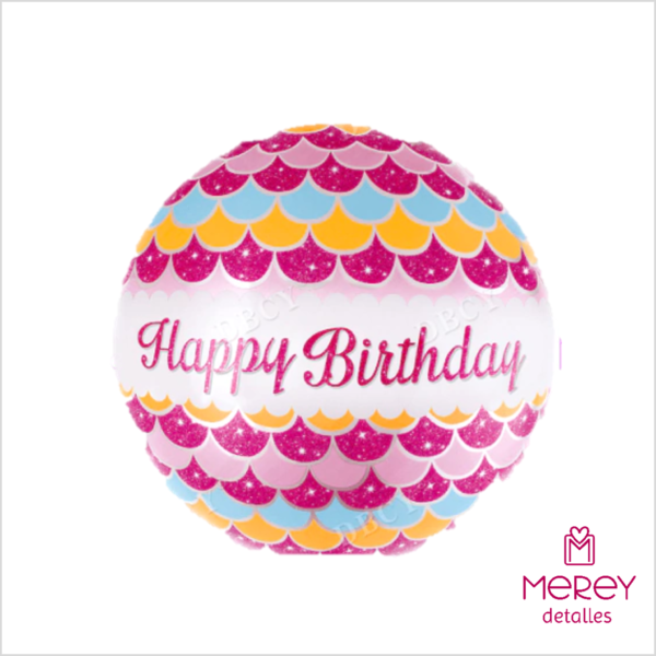 Globo happy birthday rosa bordado18" (45cm)